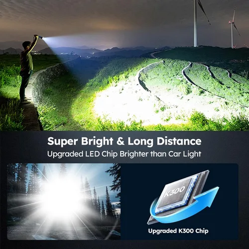 Miniatura 2 de THY TRY Linterna LED Recargable Paquete de 2, 90000 Lúmenes Altos Super Brillantes Linternas de Mano, 5 Modos y Enfoque Ajustable, Linterna de Mano