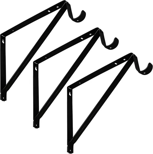 Miniatura 4 de Harrier Hardware Estante de armario resistente y soporte para barra, negro, paquete de 3