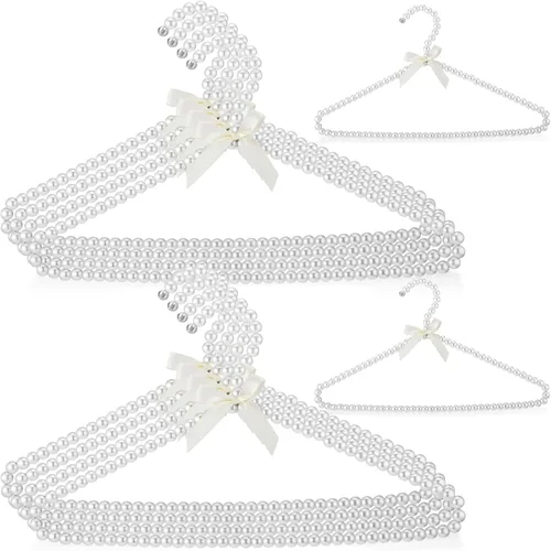 Miniatura 14 de Threan 20 piezas de 16 pulgadas de perlas con cuentas de ropa con lazo de lazo de metal elegante ropa estándar para mujer, novia, vestido de boda