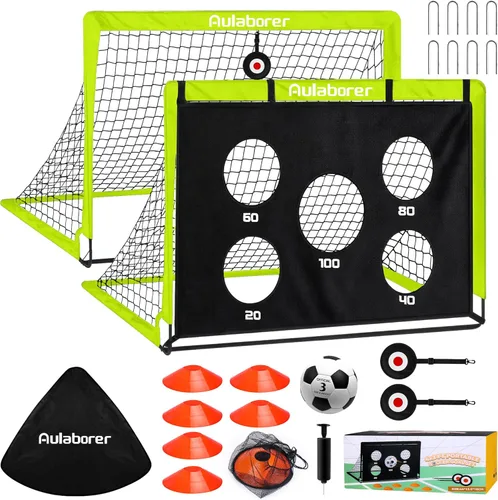 Portería de fútbol, 4x3 pies. Juego de porterías de fútbol para niños para el patio trasero, portería de fútbol emergente portátil con red de