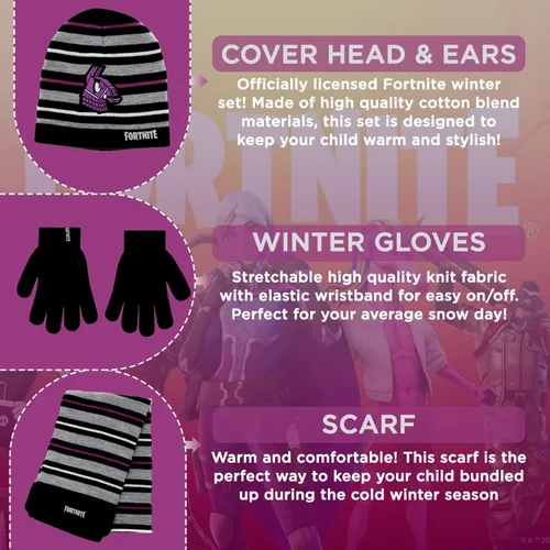 Miniatura 2 de FORTNITE Conjunto de 2 piezas de gorro de invierno y guantes de nieve para niños