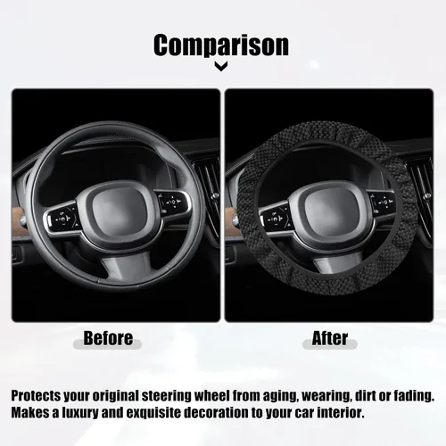 Miniatura 2 de X AUTOHAUX Funda universal elástica extensible para volante, antideslizante, transpirable, microfibra de seda de hielo, protector de volante