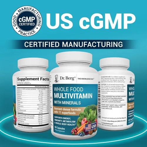 Miniatura 5 de Dr. Berg Multivitamínico integral con minerales - Multivitamínico diario para hombres y mujeres - Incluye mezcla de frutas y verduras integrales