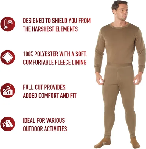 Miniatura 3 de Rothco ECWCS - Pantalones de ropa interior de poliéster - Capa base cómoda y aislada para clima frío Marrón Coyote