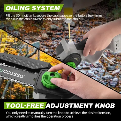 Miniatura 5 de Sierras de poste eléctricas 3 en 1 para poda de árboles, mini motosierra inalámbrica de 6 y 8 pulgadas con poste de extensión, motor sin escobillas
