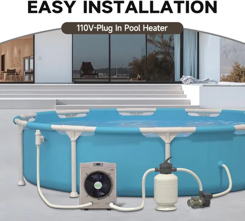 Miniatura 3 de ECOPOOLTECH Calentador eléctrico de piscina con bomba de calor para piscinas sobre el suelo de hasta 5000 galones, máximo 16184BTU/h, 5.62 COP, se