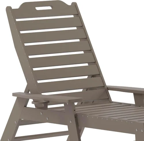 Miniatura 10 de Flash Furniture Monterey Tumbona Adirondack ajustable con soporte para tazas, silla de descanso de polietileno de alta densidad para todo