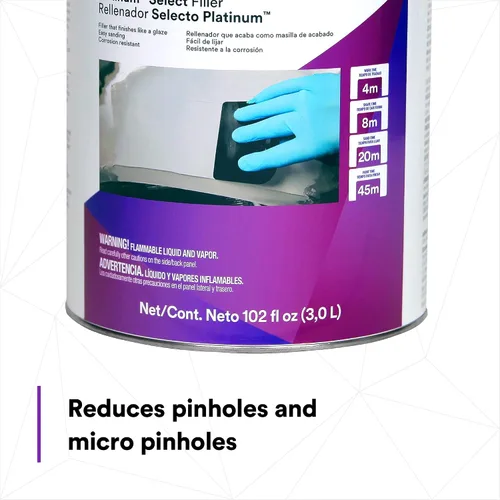 Miniatura 4 de 3M Platinum Select Filler 31131, ligero, sin manchas, sin pegajosidad, fórmula cremosa, 1 galón (3 fl oz)
