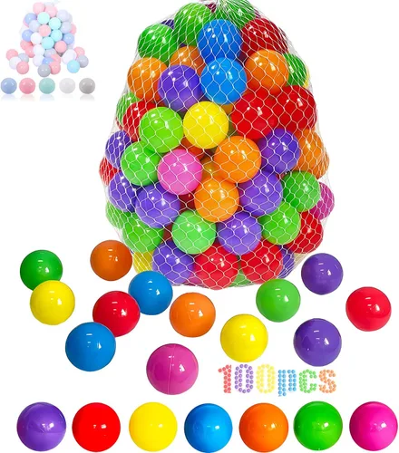 LANGXUN 50 100 200 400 Bolas de Pelotero de Plástico Suave para Niños, Regalo para Cumpleaños de Bebé o Niño Pequeño, Navidad, Pelotero con Tienda
