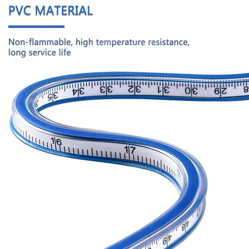 Miniatura 4 de Regla curva flexible de 2 piezas, 24 pulgadas, ideal para dibujar y coser, azul