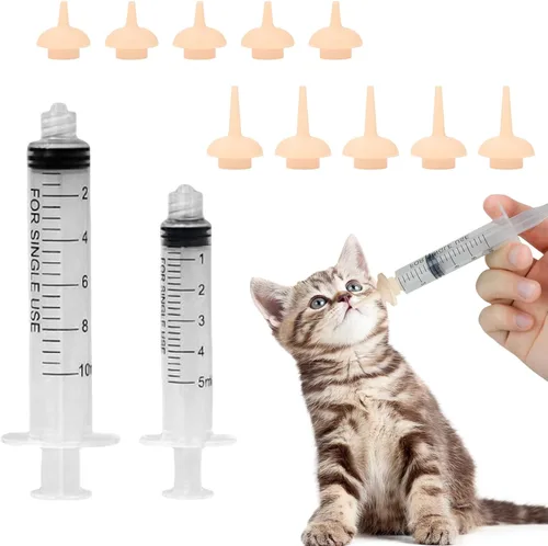 Jeringa de alimentación de mascotas con pezón, herramientas de alimentación de silicona para gatitos y cachorros, jeringa de alimentación para gatos
