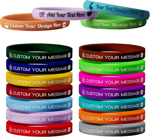 Pulseras de goma personalizadas 10/30/50/100 pulseras de silicona personalizadas para motivación, eventos, regalos, apoyo, recaudación de fondos,