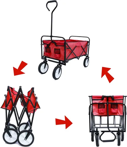 Miniatura 3 de Kaito TC3015 Carro utilitario plegable para exteriores con ruedas de 8 pulgadas y mango acolchado (rojo)
