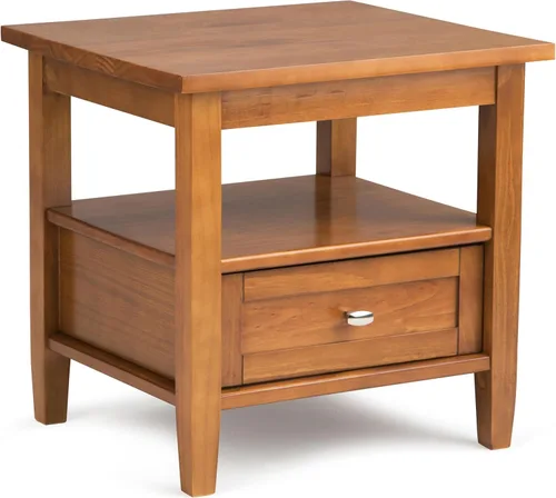 Miniatura 20 de SIMPLIHOME Warm Shaker - Mesa auxiliar de madera maciza de 20 pulgadas de ancho x 20 pulgadas de alto, color marrón carbón envejecido, mesa