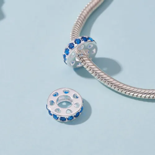 Miniatura 28 de 925 plata esterlina espaciador encanto grano con CZ transparente para pulseras Pandora Charms