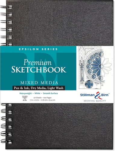 Stillman & Birn Epsilon Series Cuaderno de bocetos encuadernado con alambre, 7 x 10 pulgadas, 5.29 oz/m², papel blanco, superficie lisa