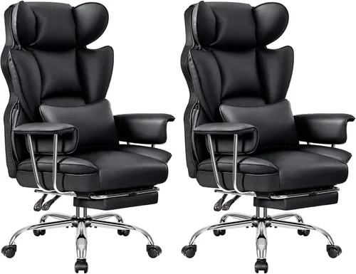 Miniatura 14 de ALLGOD Silla de oficina cómoda, silla ejecutiva grande y alta, silla ancha ergonómica de respaldo alto con reposapiés, silla de escritorio Negro