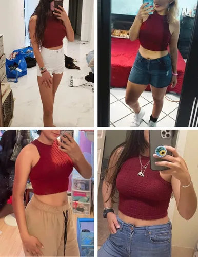 Miniatura 5 de Zeagoo Camisetas sin mangas cortas y sexys para mujer, de punto acanalado, sin mangas, cuello alto, lindas camisetas cortas de verano Y2k