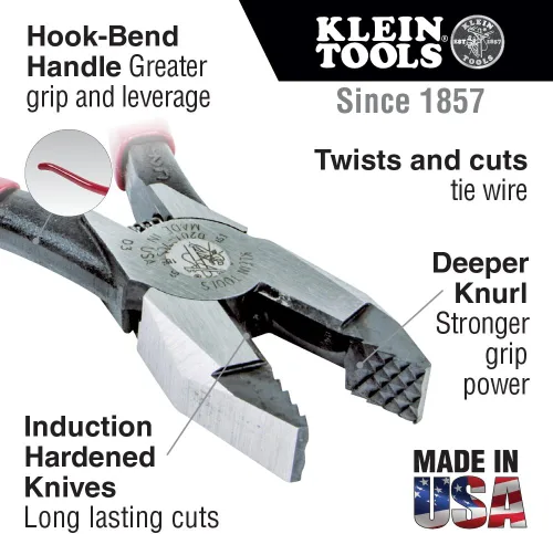 Miniatura 3 de Klein Tools Alicates Linesman + almohadilla de carrete de alambre para atar