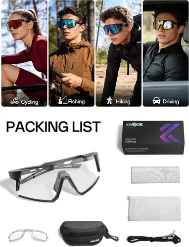 Miniatura 6 de KAPVOE Gafas de Ciclismo Fotocromáticas MTB Bicicleta de Montaña Lentes de Transición para Hombres Mujeres - K9022 01