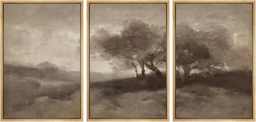 Miniatura 51 de SIGNWIN Lienzo enmarcado para pared, juego de arte dramático de cielo tormentoso, ilustraciones de paisaje nuboso Moody, arte moderno decorativo