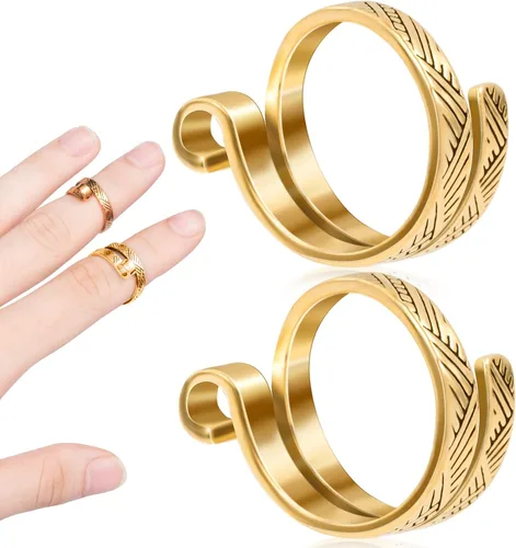 Miniatura 12 de ANCIRS Paquete de 2 Anillos de Bucle de Tejido de Ganchillo para Dedos, Anillo de Tensión de Ganchillo Ajustable, Soportes de Dedo Guía de Hilo de 1