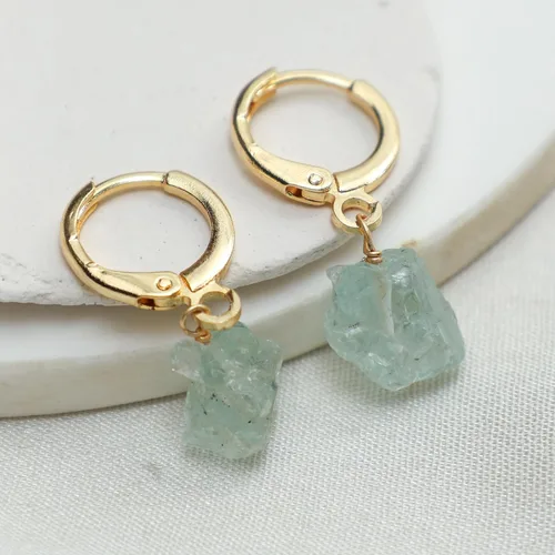 Miniatura 14 de Gempires Handmade Gemstone Hoop Earrings Raw Crystal Dangle Jewelry Hypoallergenic Gold Plated Lightweight Elegant Jewelry Gifts For Women