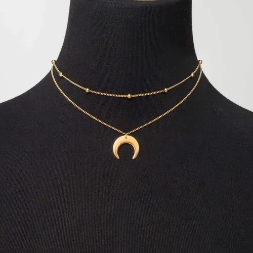 Miniatura 2 de Gargantilla de cadena de titanio con colgante de media luna para mujer