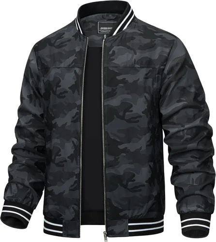 Miniatura 16 de TACVASEN Chaqueta ligera para hombre, casual, primavera, otoño, cortavientos, bombardero, con cremallera, abrigo con bolsillo