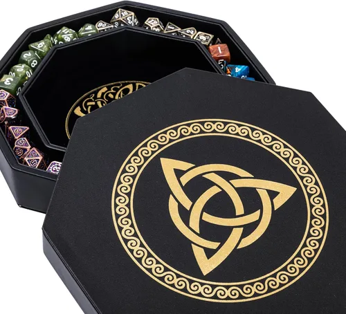 Miniatura 16 de DND Bandeja de dados – Bandeja de 9 pulgadas de calidad prémium Dungeons and Dragons – Exquisitamente detallado diseño de árbol del mundo azul