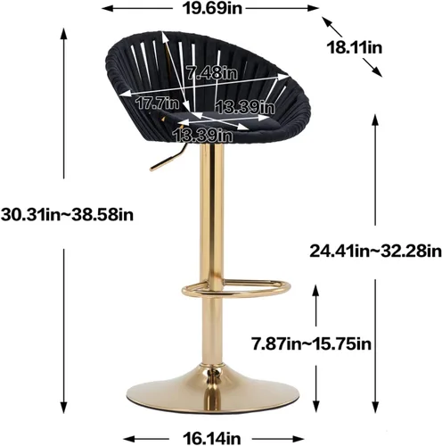 Miniatura 2 de Taburetes de bar modernos y ajustables giratorios, taburete de bar de cocina con respaldo, juego de 2, sillas de bar de estilo ocio, para isla