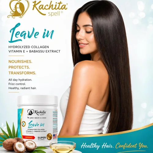 Miniatura 8 de Kachita Spell Nuevos rizos fabulosos y perfectos sin enjuague con crema de queratina hidrolizada añadidos 16 mechones fabricados en Estados Unidos