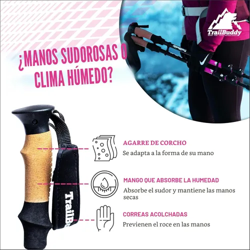 Miniatura 4 de TrailBuddy Bastones de senderismo plegables para niños, paquete de 2 bastones de senderismo para senderismo, camping y mochilero, bastones de Azul