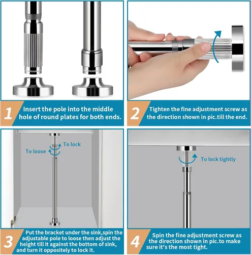 Miniatura 6 de 2 soportes de fregadero ajustables para montaje inferior, soporte de fregadero de acero inoxidable, sistema de instalación y reparación sin taladros