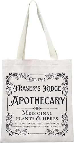 GJTIM Libro de regalo inspirado en programas de televisión Mercancía Fraser's Ridge Apothecary Est. 1767 Bolsa de mano para los fanáticos de Jamie