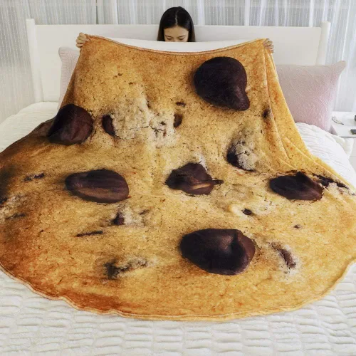 Miniatura 5 de BATTILO HOME - Manta redonda de franela suave y cómoda de 59 pulgadas con diseño de galleta de chispas de chocolate para adultos y niños, mantas