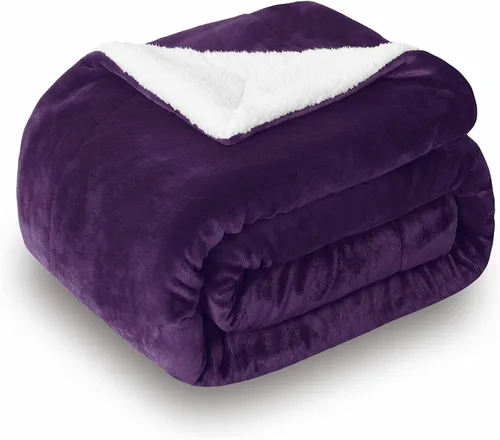 SOCHOW Manta de forro polar Sherpa de doble cara, súper suave y lujosa, manta de felpa, color berenjena, 50 x 60 pulgadas
