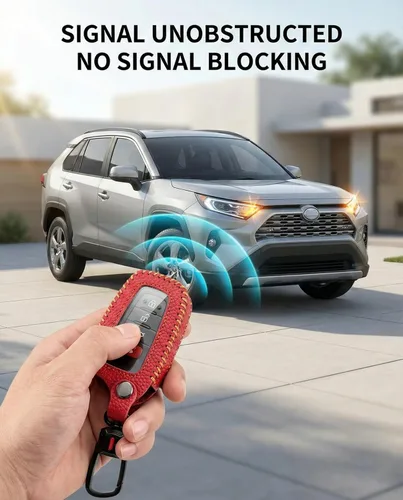 Miniatura 4 de Funda para llavero de Toyota con llavero, protector de llave de auto de cuero compatible con 2018 - 2024 Rav4 Highlander Camry Corolla Avalon C-Hr