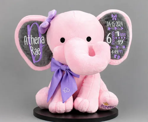 Miniatura 8 de Animal de Peluche Elefante Personalizado - Anuncio Personalizado de Estadísticas de Nacimiento Animales de Peluche Elefante para Bebés, Baby Shower