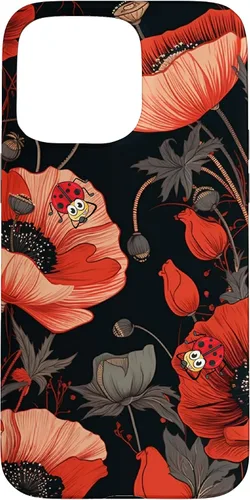 Miniatura 30 de Funda para iPhone 11 Poppy Flower Ladybug Red & Black