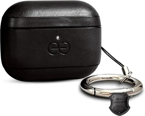 Miniatura 39 de Dreem Om - Funda para estuche con clip para llavero compatible con AirPods 1 y 2, funda de cuero vegano para Airpods para hombres y mujeres, Negro