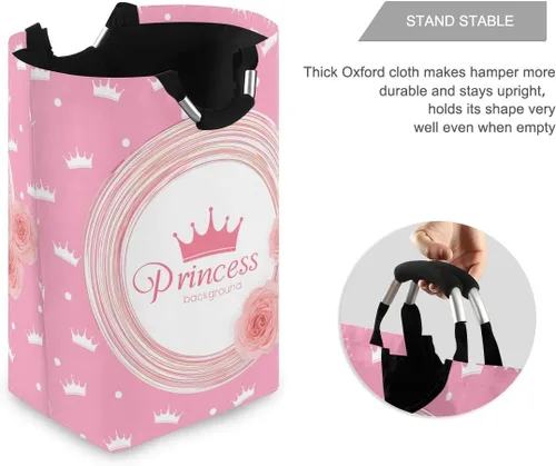 Miniatura 2 de Cesta de lavandería con corona de princesa, cesta de tela plegable, cesta de lavado, bolsa de ropa plegable para el día de la madre