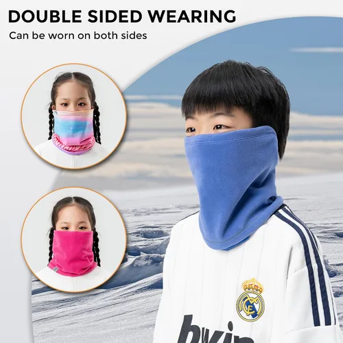 Miniatura 8 de ROCKBROS Calentador de cuello para niños, polaina de cuello de forro polar transpirable, resistente al viento, media máscara para ciclismo, correr
