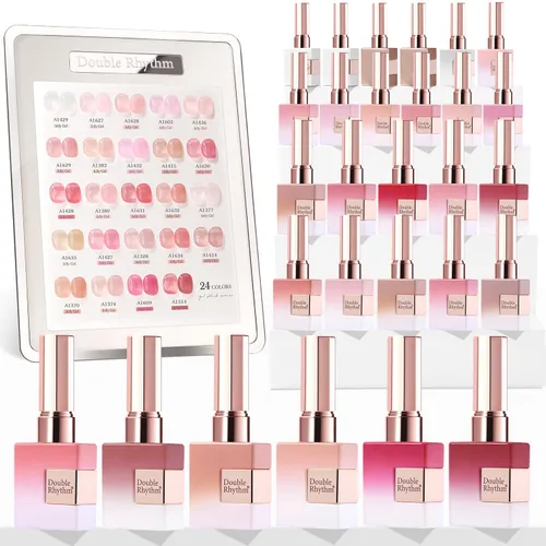 Miniatura 20 de Double Rhythm - Juego de esmalte de uñas en gel de 28 piezas, 0.5 onzas, kit de esmalte de uñas de gel de remoción, mismo color, misma botella, arte