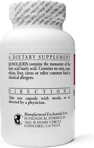 Miniatura 4 de Ecological Formulas Monolaurina de 600 mg - Dos botellas selladas individualmente 180