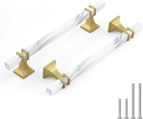 Miniatura 36 de Haliwu Paquete de 5 tiradores de gabinete con barra en T negra y dorada de 3 pulgadas, tiradores de puerta para armarios de cocina, manijas de zinc