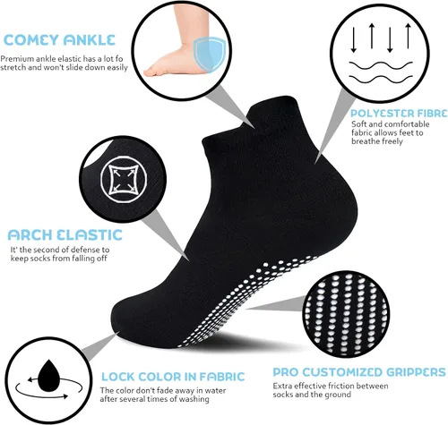Miniatura 2 de HYCLES Calcetines antideslizantes para niños pequeños, 15 pares de calcetines antideslizantes de corte bajo para niños de 1 a 7 años, calcetines