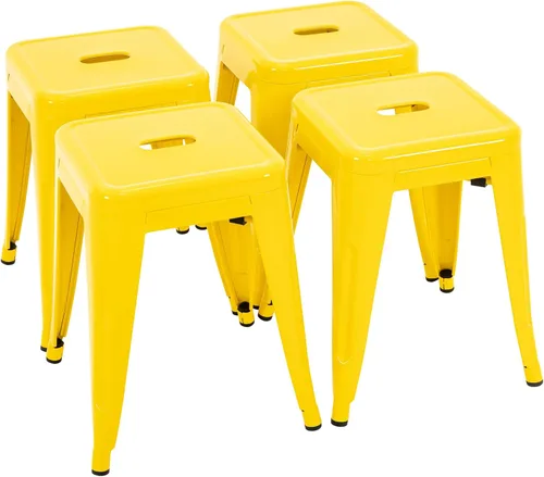 Miniatura 26 de Brage Living Juego de 4 taburetes industriales de metal de 18 pulgadas, taburetes apilables para aula, sillas de comedor de metal sin espalda