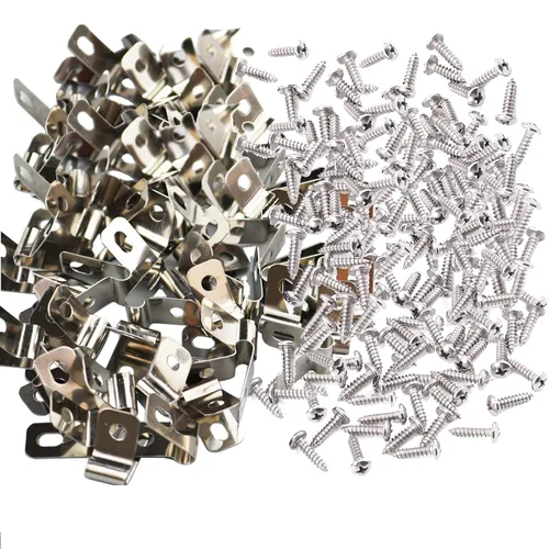 Miniatura 9 de 100 abrazaderas de alambre para valla con 100 tornillos, clips de alambre de acero inoxidable para montaje de alambre soldado a valla de vinilo