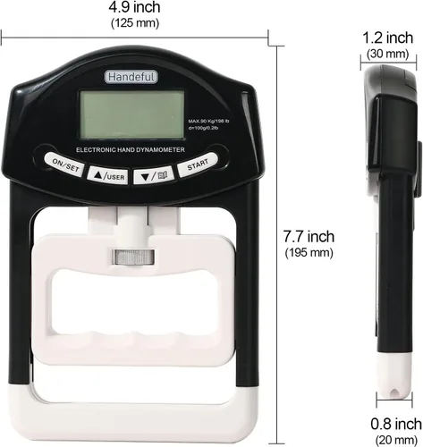 Miniatura 6 de Handeful Grip Strength Tester Trainer - Dynamometer Handgrip Measurer Meter, Handheld Strengthener Exerciser for Sports, School, and Home Use Negro